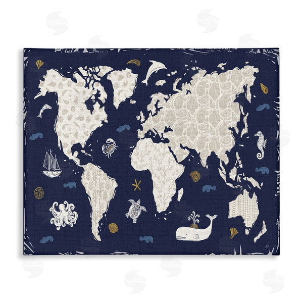 stupell industries Daphne Brissonnet | Blue Patterned World Map Wall Art
