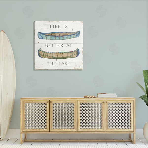 Stupell Industries Daphne Brissonnet | Life Better At Lake Weathered Canoes Wall Art