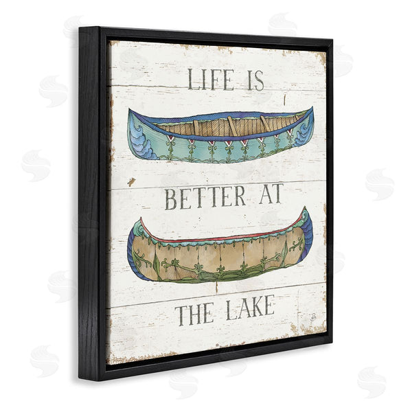 Stupell Industries Daphne Brissonnet | Life Better At Lake Weathered Canoes Wall Art