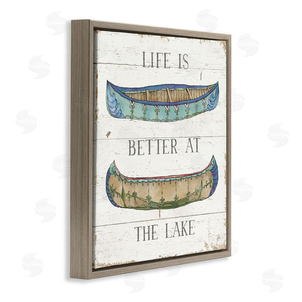 Stupell Industries Daphne Brissonnet | Life Better At Lake Weathered Canoes Wall Art