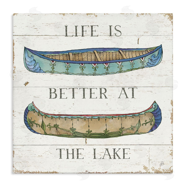 stupell industries Daphne Brissonnet | Life Better at Lake Weathered Canoes Wall Art