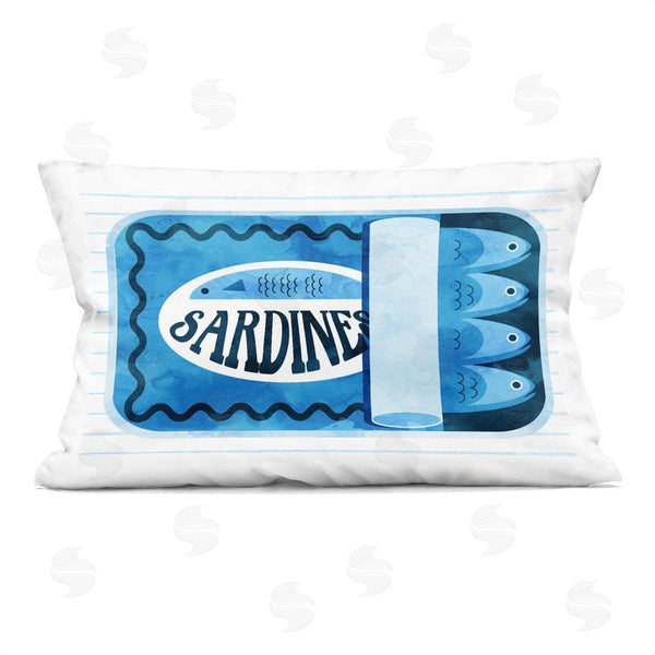 stupell industries Daphne Polselli | Blue Sardine Tin Over Stripes Printed Throw Pillow