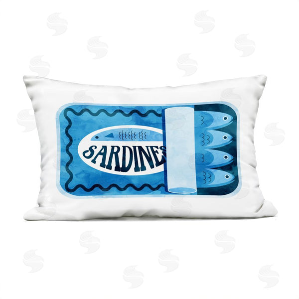 Stupell Industries Daphne Polselli | Retro Blue Sardine Tin Printed Throw Pillow
