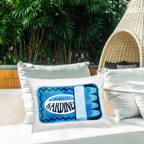 Stupell Industries Daphne Polselli | Retro Blue Sardine Tin Printed Throw Pillow