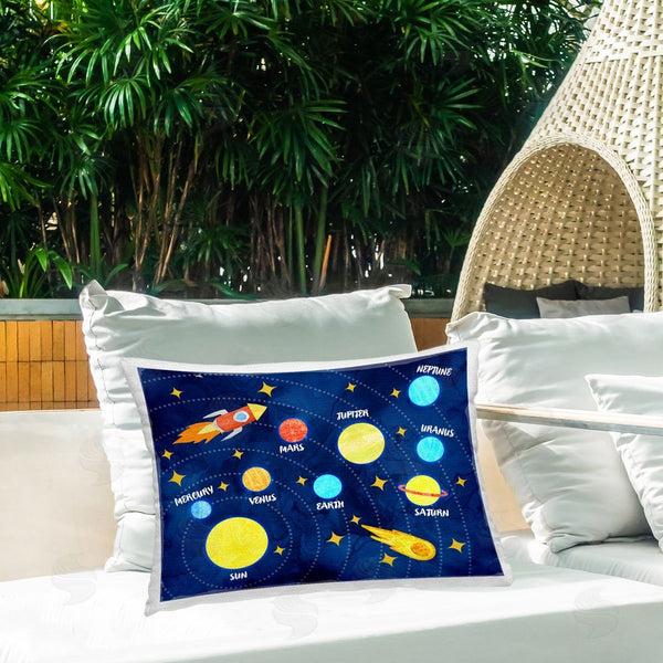 Stupell Industries Daphne Polselli | Rocket Across Solar System Printed Throw Pillow