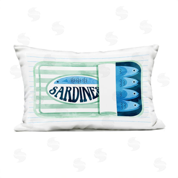 Stupell Industries Daphne Polselli | Seafoam Sardine Tin Over Stripes Printed Throw Pillow