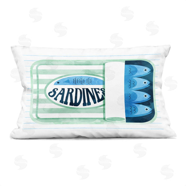 stupell industries Daphne Polselli | Seafoam Sardine Tin over Stripes Printed Throw Pillow