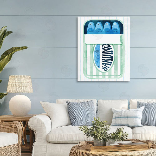 Stupell Industries Daphne Polselli | Seafoam Sardine Tin Over Stripes Wall Art
