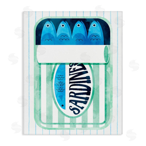 stupell industries Daphne Polselli | Seafoam Sardine Tin over Stripes Wall Art