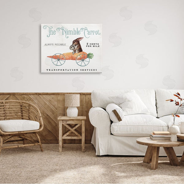 Stupell Industries Daphne Polselli | Vintage Easter Bunny The Nimble Carrot Transportation Advertisement Easter Bunny Vintage Nimble Carrot Mobile Spring Rabbit Wall Art