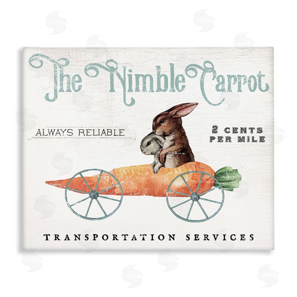 stupell industries Daphne Polselli | Vintage Easter Bunny The Nimble Carrot Transportation Advertisement Easter Bunny Vintage Nimble Carrot Mobile Spring Rabbit Wall Art