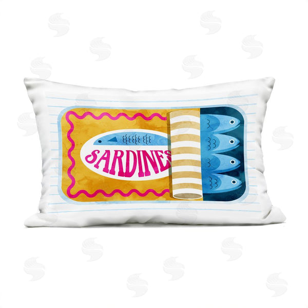 Stupell Industries Daphne Polselli | Yellow Sardine Tin Over Stripes Printed Throw Pillow