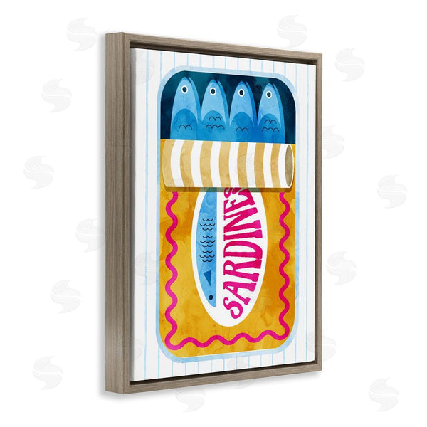 Stupell Industries Daphne Polselli | Yellow Sardine Tin Over Stripes Wall Art
