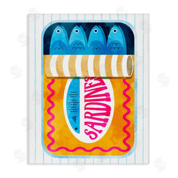 stupell industries Daphne Polselli | Yellow Sardine Tin over Stripes Wall Art