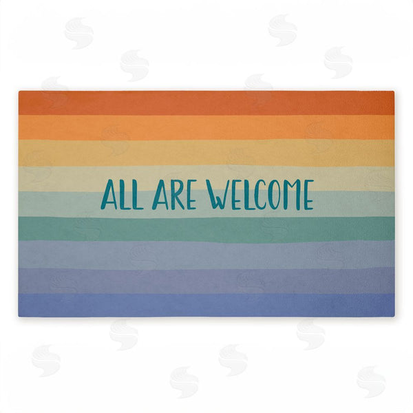 stupell industries Darlene Seale | All Are Welcome Inclusive Rainbow Non-Woven Door Mat