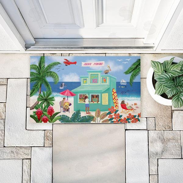 Stupell Industries Darlene Seale | Aloha Island Beach Scene Non-Woven Door Mat