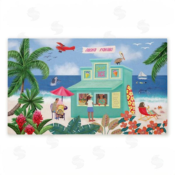 stupell industries Darlene Seale | Aloha Island Beach Scene Non-Woven Door Mat