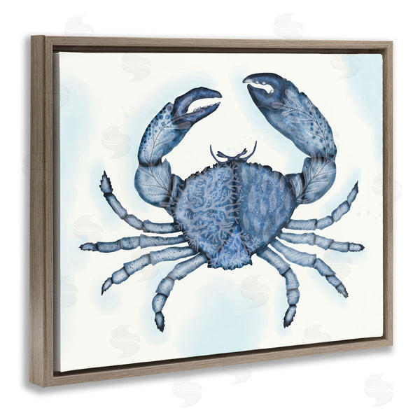Stupell Industries Darlene Seale | Blue Crab Claws Sea Life Botanical Pattern Wall Art