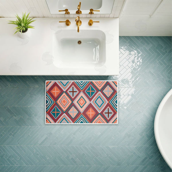 Stupell Industries Darlene Seale | Bold Geometric Patterns Plush Bath Mat