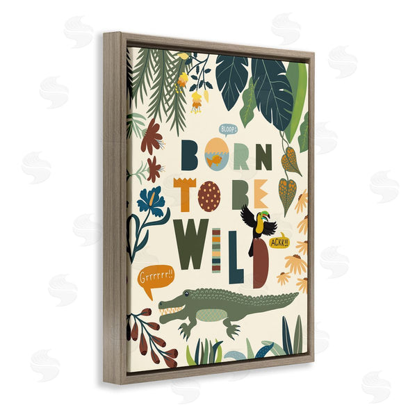 Stupell Industries Darlene Seale | Born To Be Wild Phrase Tropical Animal Forest Alligator Wall Art
