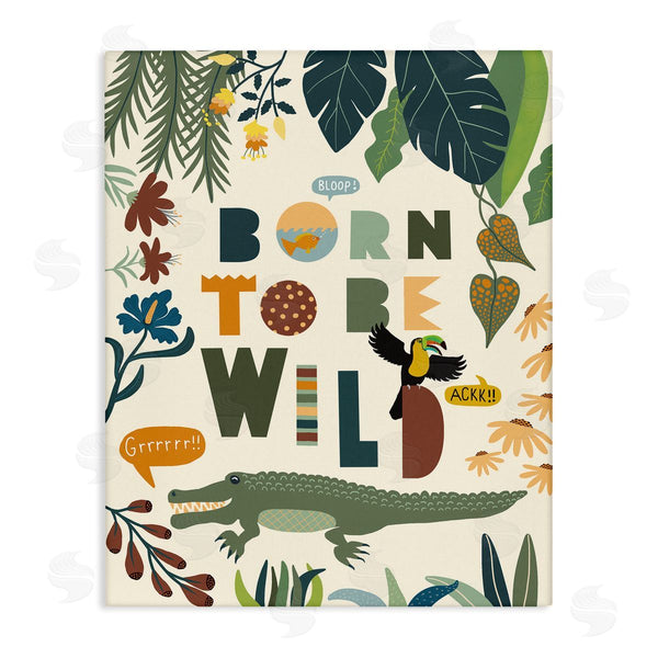 stupell industries Darlene Seale | Born to Be Wild Phrase Tropical Animal Forest Alligator Wall Art