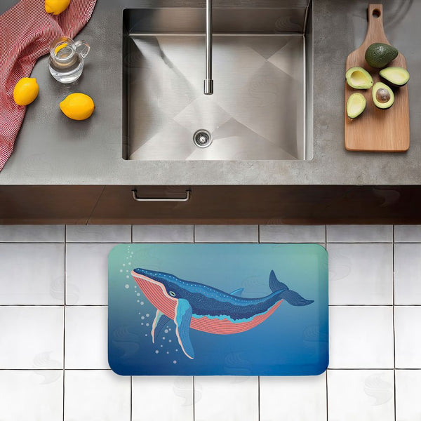 Stupell Industries Darlene Seale | Coastal Whale With Bubbles Anti-Fatigue Mat