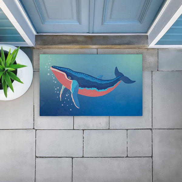 Stupell Industries Darlene Seale | Coastal Whale With Bubbles Non-Woven Door Mat