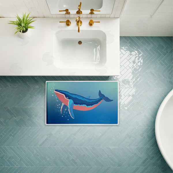 Stupell Industries Darlene Seale | Coastal Whale With Bubbles Plush Bath Mat