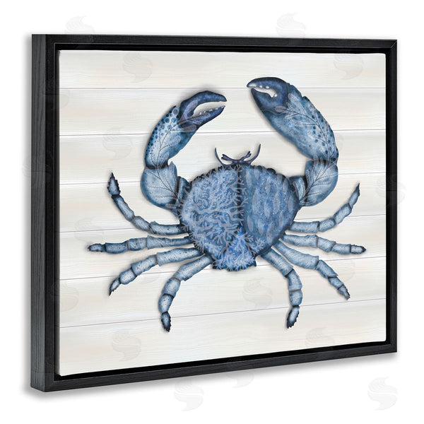 Stupell Industries Darlene Seale | Detailed Blue Crab Grainy Pattern Aquatic Botanicals Wall Art