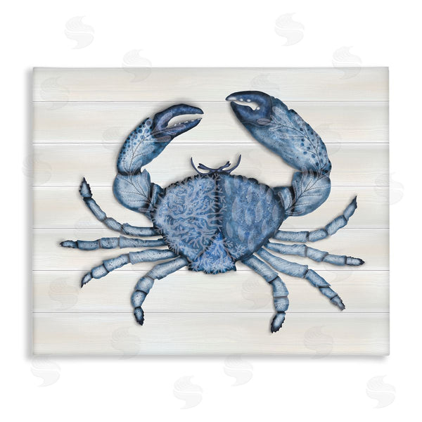 stupell industries Darlene Seale | Detailed Blue Crab Grainy Pattern Aquatic Botanicals Wall Art