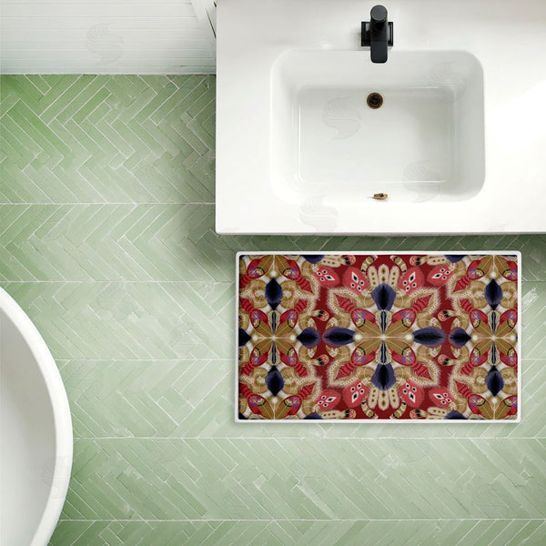 Stupell Industries Darlene Seale | Feather Kaleidoscope Fractal Plush Bath Mat