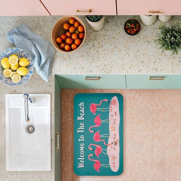 Stupell Industries Darlene Seale | Flamingo Beach Greetings Anti-Fatigue Mat