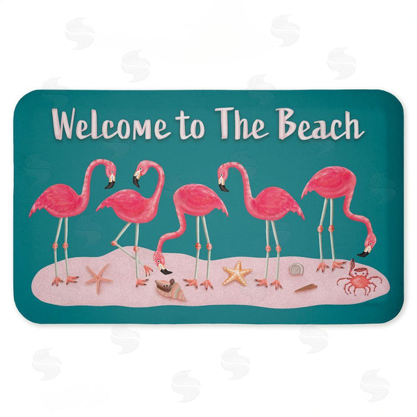 stupell industries Darlene Seale | Flamingo Beach Greetings Anti-Fatigue Mat