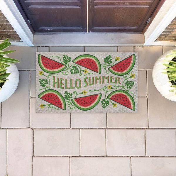 Stupell Industries Darlene Seale | Hello Summer Watermelon Faux Sisal Door Mat
