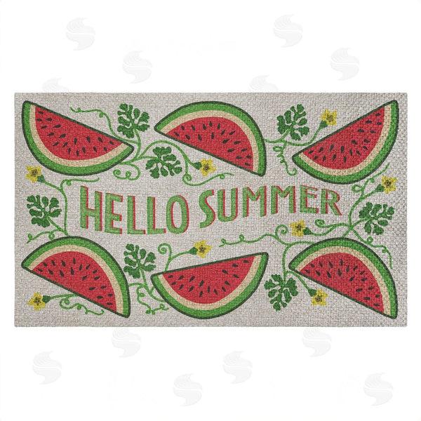 stupell industries Darlene Seale | Hello Summer Watermelon Faux Sisal Door Mat