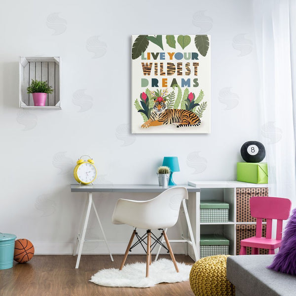 Stupell Industries Darlene Seale | Live Your Wildest Dreams Sentiment Tropical Tiger Forest Wall Art
