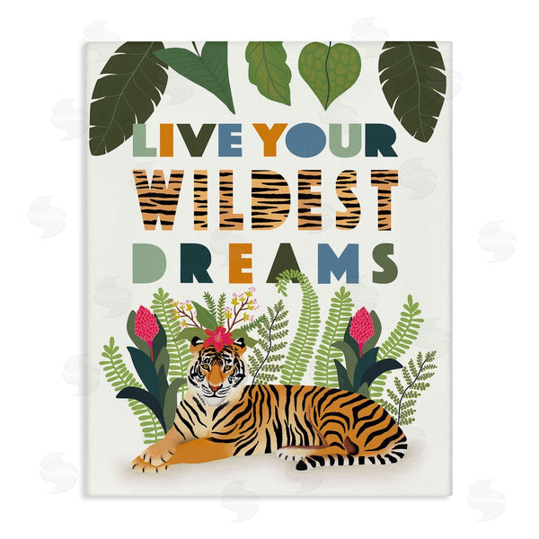 stupell industries Darlene Seale | Live Your Wildest Dreams Sentiment Tropical Tiger Forest Wall Art
