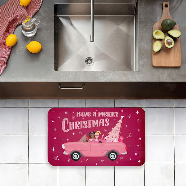 Stupell Industries Darlene Seale | Midcentury Pink Christmas Anti-Fatigue Mat