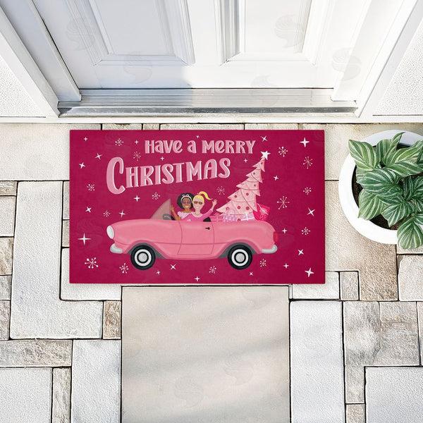 Stupell Industries Darlene Seale | Midcentury Pink Christmas Non-Woven Door Mat