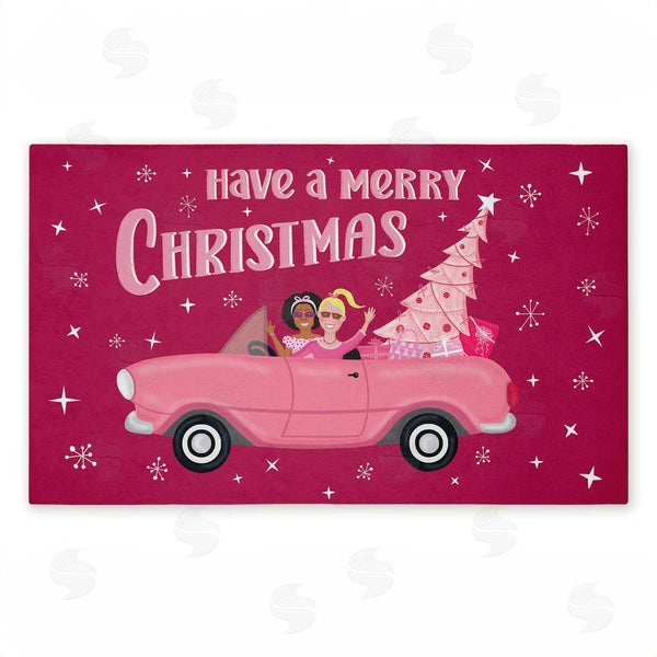 stupell industries Darlene Seale | Midcentury Pink Christmas Non-Woven Door Mat