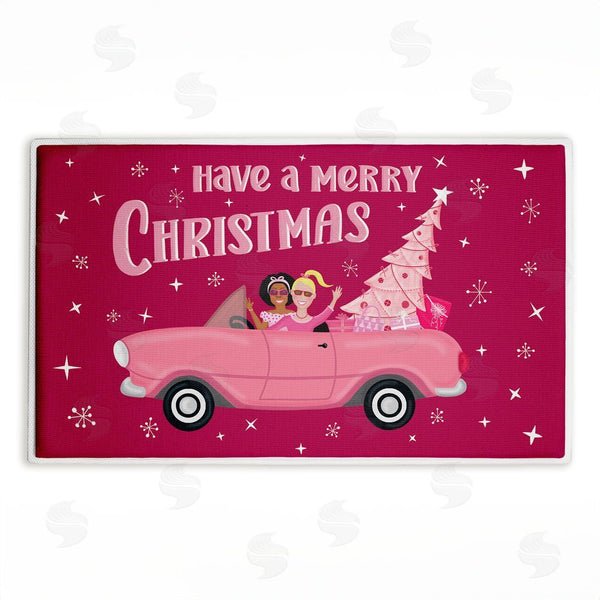 stupell industries Darlene Seale | Midcentury Pink Christmas Plush Bath Mat