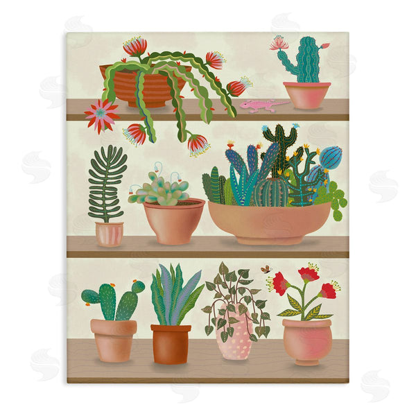 stupell industries Darlene Seale | Modern Chic Succulent Shelve Illustration Fun Cacti Wall Art