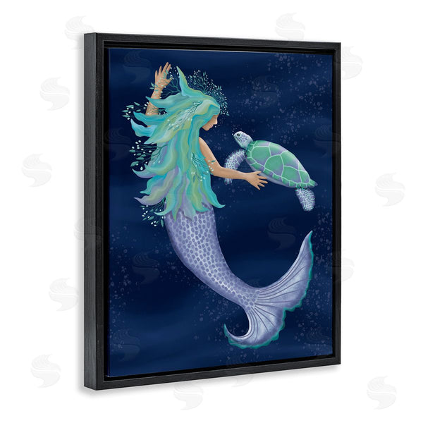 Stupell Industries Darlene Seale | Nautical Mermaid Swimming Tortoise Wall Art
