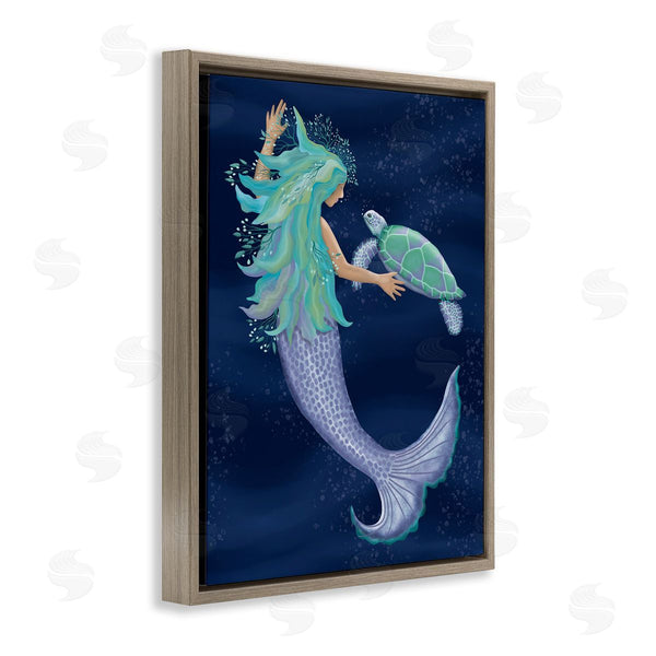 Stupell Industries Darlene Seale | Nautical Mermaid Swimming Tortoise Wall Art