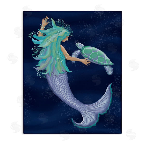 stupell industries Darlene Seale | Nautical Mermaid Swimming Tortoise Wall Art