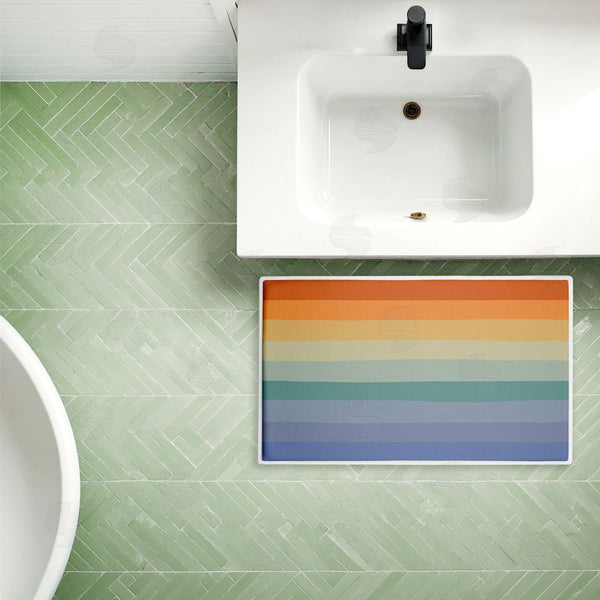 Stupell Industries Darlene Seale | Rainbow Stripes Gradient Plush Bath Mat