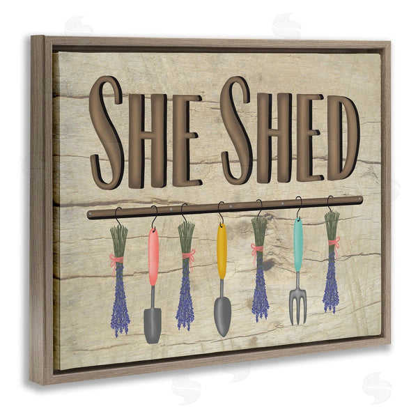 Stupell Industries Darlene Seale | Rustic She Shed Phrase Lavender Bunches Garden Tools Wall Art