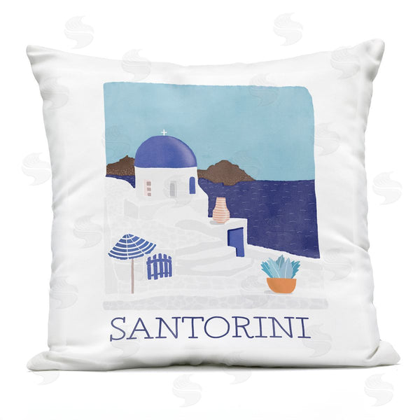 Stupell Industries Darlene Seale | Santorini Summer Island Vacation Printed Throw Pillow