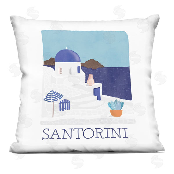 stupell industries Darlene Seale | Santorini Summer Island Vacation Printed Throw Pillow