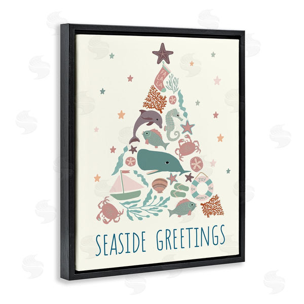 Stupell Industries Darlene Seale | Seaside Greetings Aquatic Animals Botanicals Christmas Tree Wall Art